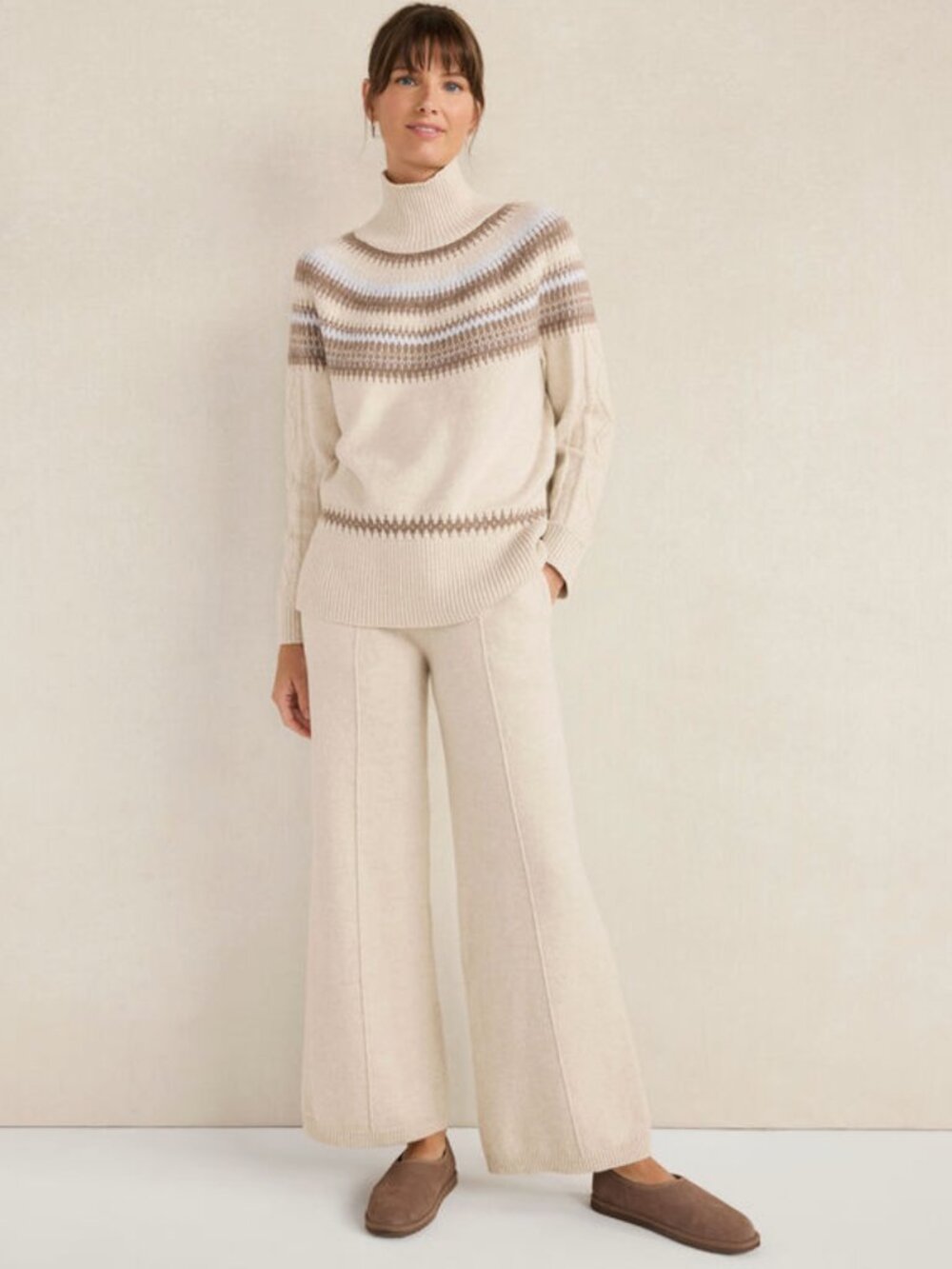 Haven Well Within Fair Isle Cable Mockneck Sweater